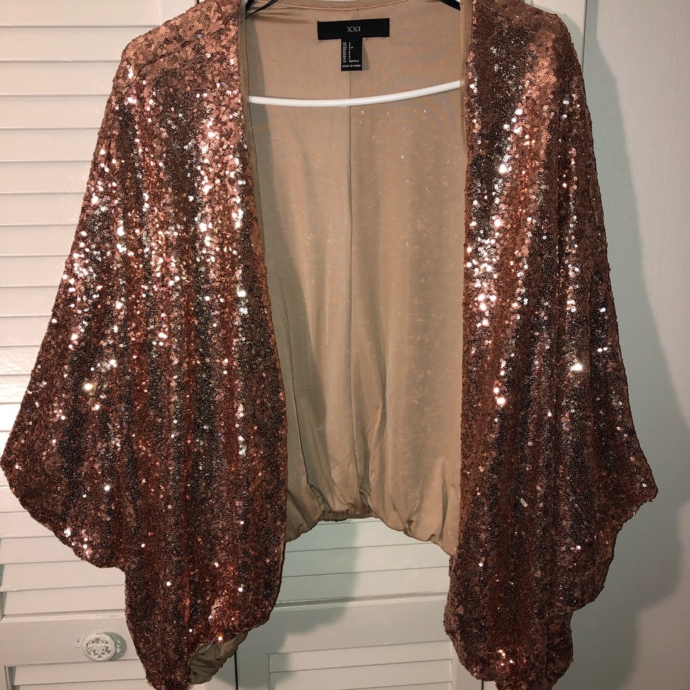 Sold—Rose gold sequin cardigan